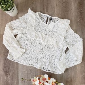 H&M | Women's Long Sleeve Ruffled Lace Top
